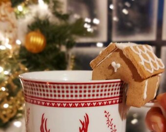 Set of 4 Mini edible gingerbread house / Gingerbread Mug house/Christmas Stockings