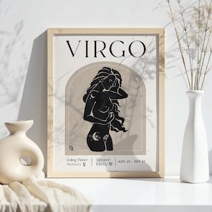 Virgo Zodiac Goddess Wall Art Poster/Printable Zodiac Art/Printable Wall Poster/Sun Sign Wall Art/Virgo Art Print/Celestial Wall Print