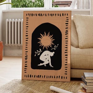 Esoterische Sonnengöttin Druck/Boho Wandkunst/Esoterische Wandkunst/Boho Wohnkultur/Mystische Druck, druckbare Kunst himmlische Druck, witchy Wandkunst
