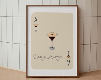 Impressão de cartas de baralho Espresso Martini | Arte com a carta Ás | Download digital