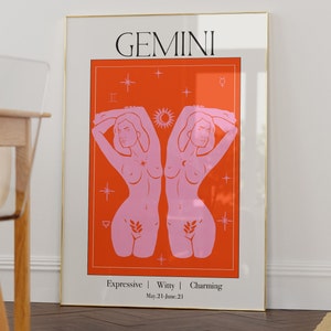 Gemini Goddess Wall Art Print, Zodiac Digital Print, Zodiac Gift,Celestial Art Print, Gemini Art Print, Star Sign Art Print, Astrology Art