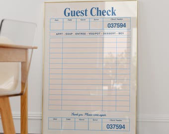 Impresión de cheques de invitado en blanco: póster de cheques de invitado de moda, impresión de arte retro, cheques de invitado de estilo vintage, cheques en blanco imprimibles, arte preppy estético