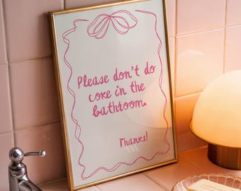 Kokette Pink Bitte nicht Do Cola im Badezimmer Typografie Kunstdruck - Lustige Badezimmer Kunst - Digital Download - Kokette Badezimmer Wandkunst
