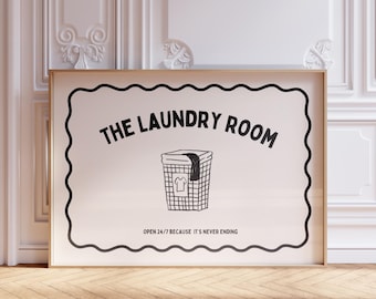 The Laundry Room Wall Art – Funny Black & White Typography Print, Modern Minimalist Poster, Laundry Sign Print For Laundry Room, Neutral Art