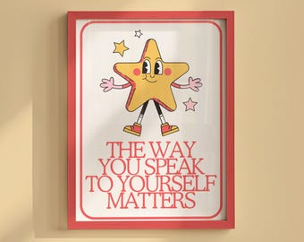 Retro klaslokaalmascotte: positief vintage schooldecor (digitale download)