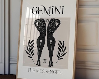 Gemini Zodiac Goddess Wall Art Poster/printable Zodiac Art