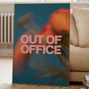 Out Of Office Floral Wall Art Print, Funny Quote Poster, Work Wall Art, Dorm Room Art ,Office Wall Art, Digital Download, Girly Wall Art