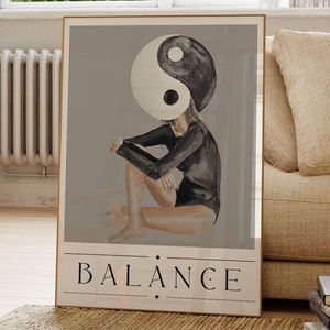 Balance Spiritual Quote Artwork, Ying Yang Wall Art, Spiritual Sayings Poster, Typography Print, Mindfulness Wall Art, Positive Affirmation