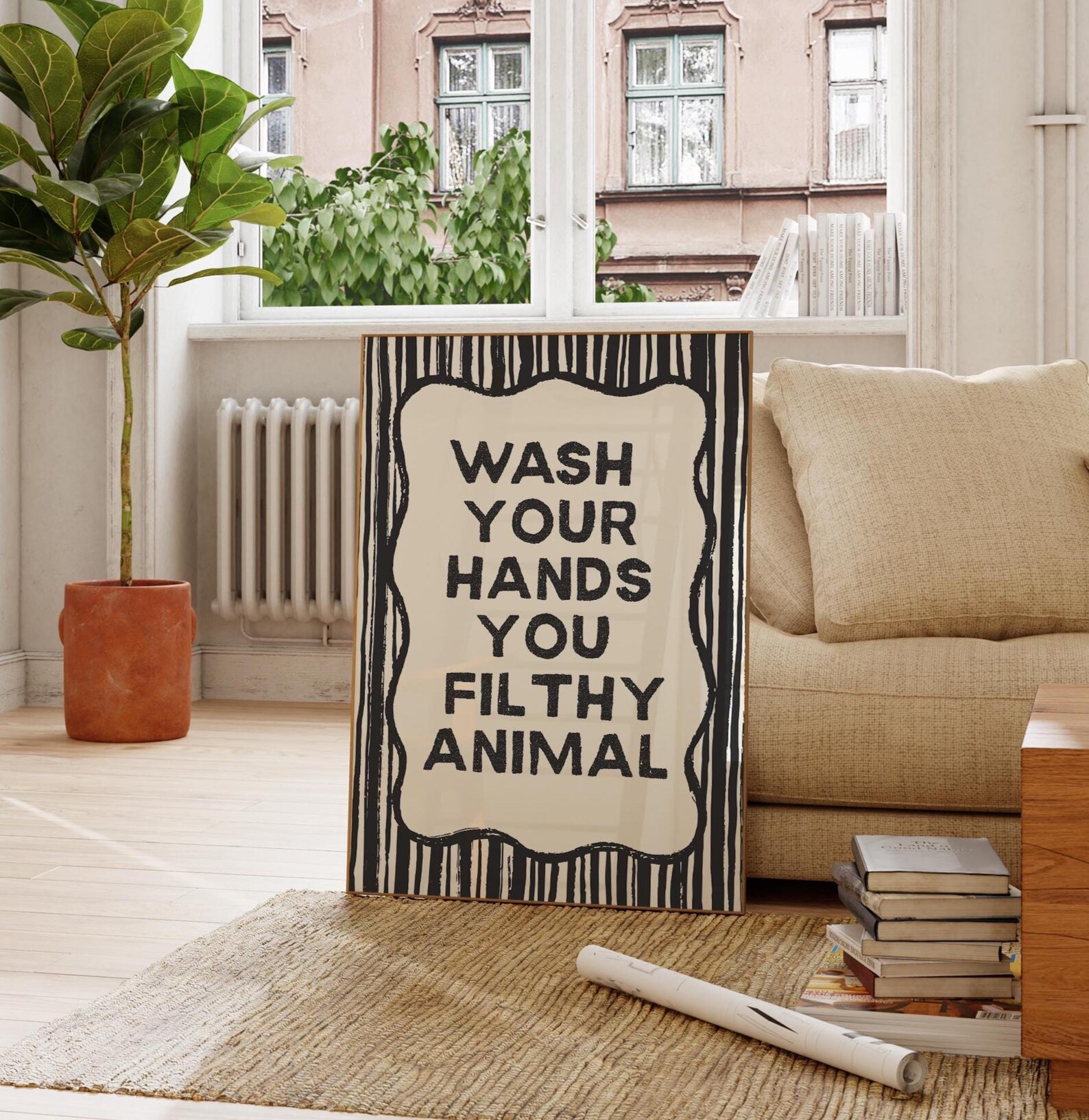 Wash Your Hands You Filthy Animal Funny Bathroom Wall Art Printable