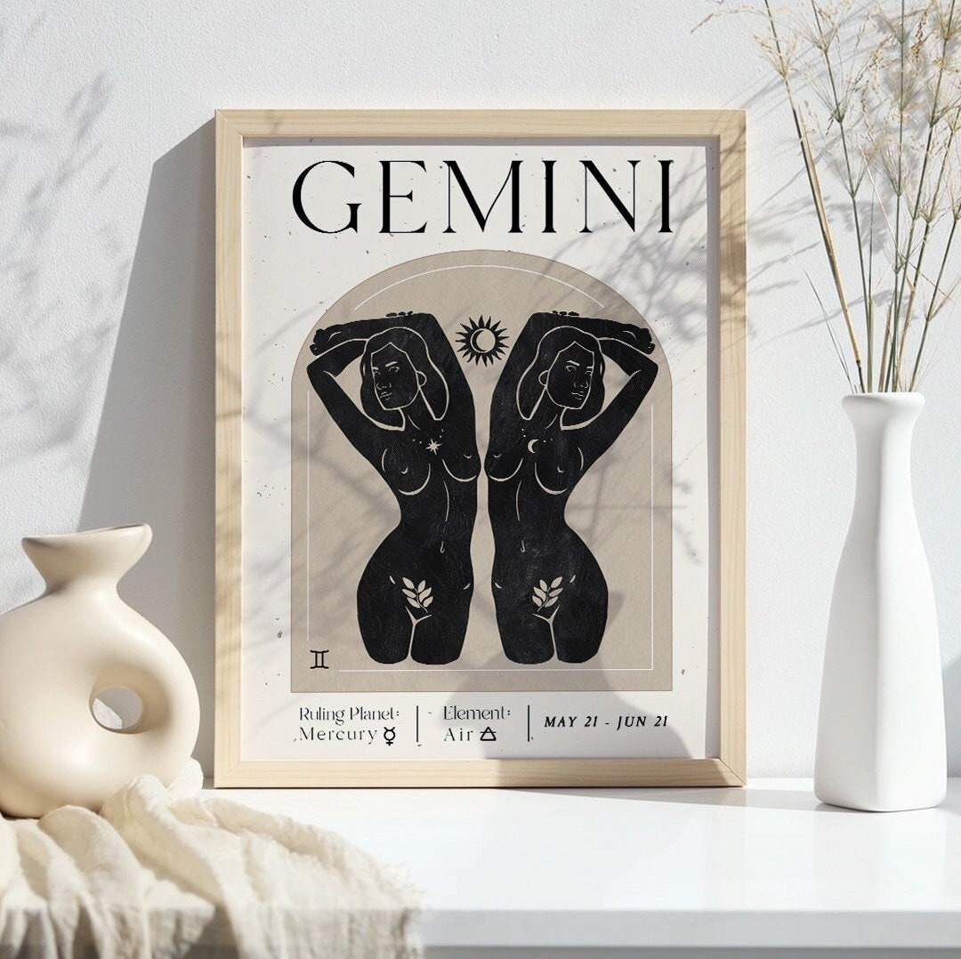 【GWセール】GeminiFourthセット　サイン入りぬいとノート、トレカ Gemini Zodiac Goddess Wall Art Poster/printable Zodiac Art