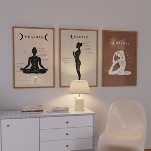 Chakra Infographic Series Wall Art Set of 3/Yoga Pose Art Poster/Art For Yoga Studio/Chakra Wall Art/ Printable Wall Art/ Spirituality Decor