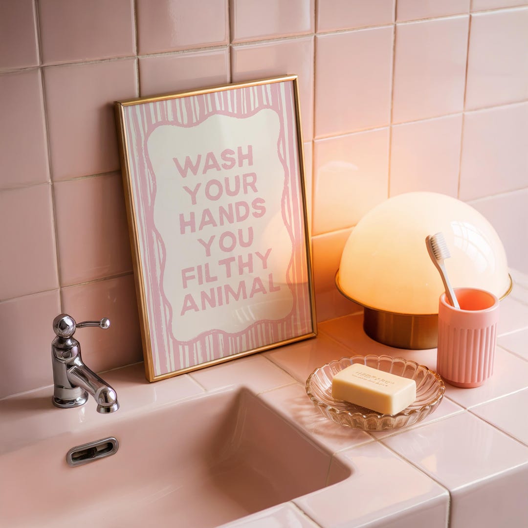 Wash Your Hands You Filthy Animal Funny Bathroom Wall Art Printable