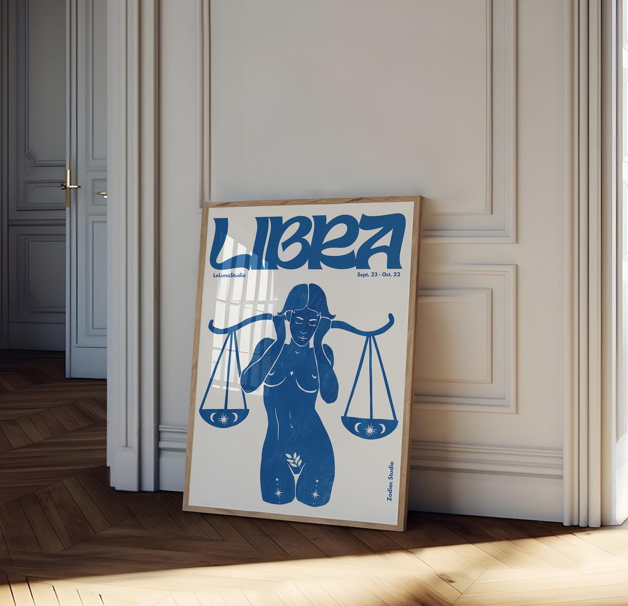 Libra Retro Blue Retro Libra Wall Art Poster/printable Art/minimalist Wall Art ...
