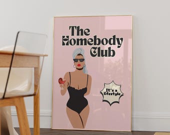 Homebody Club Quote Print: Trendy Introvert Wall Art (Digital Download