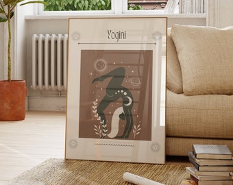 Yogini Woman Wall Art/Yoga Pose Art Poster Print/Art For Yoga Studio/Boho Yoga Art/Digital Download/ Instant Download/ Printable Wall Art