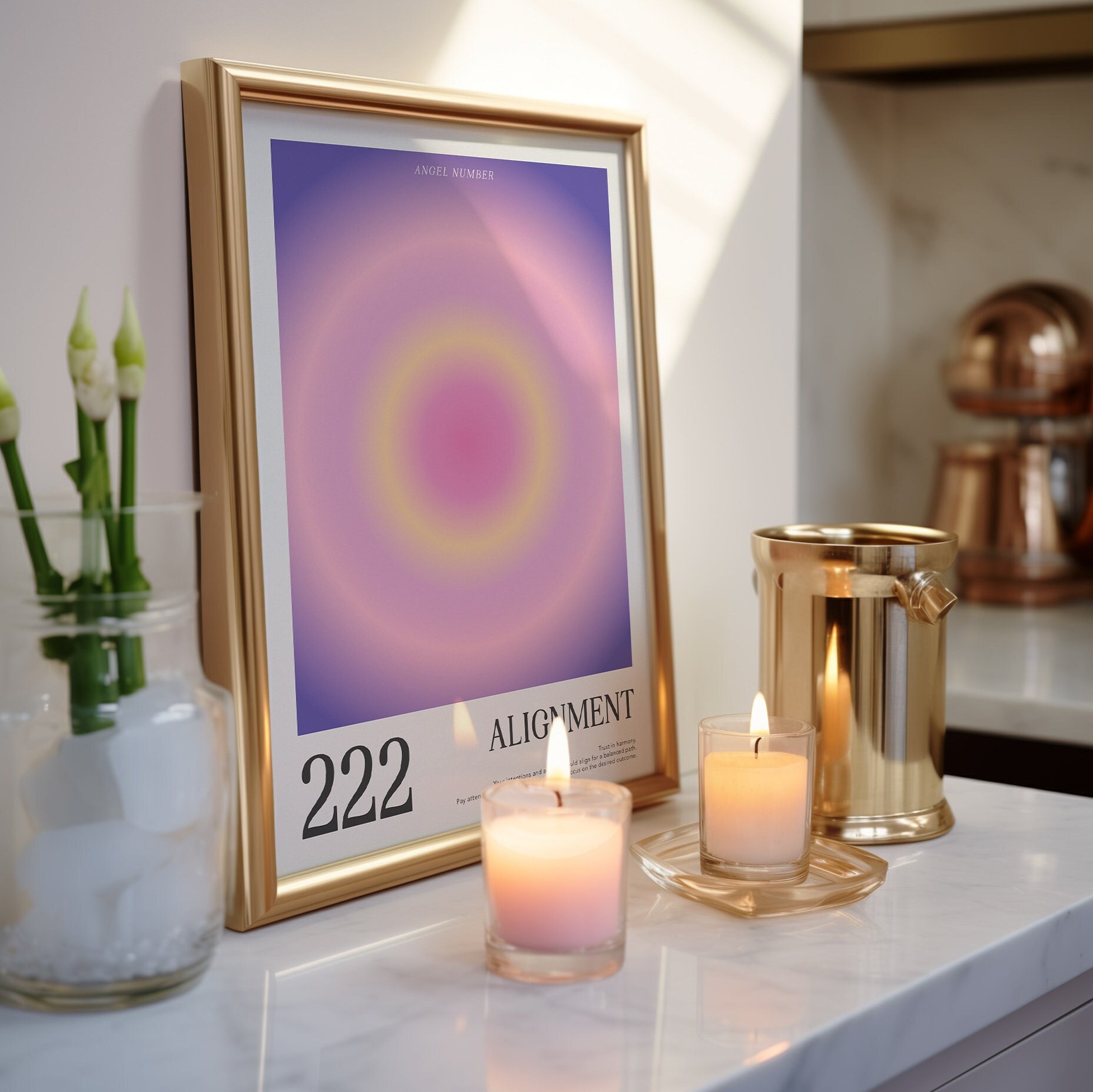 222 Angel Number - Aura Gradient Art Print - Angel Number Poster ...