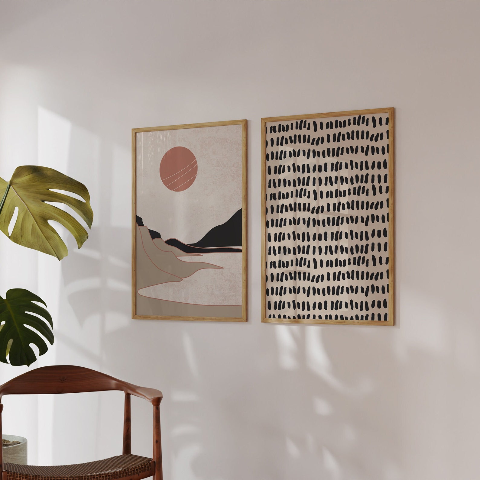 Boho Mid Century Art Print of 2/boho Art Set /modern Art - Etsy