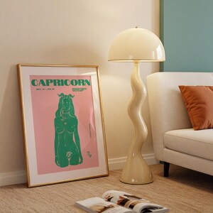 Pink & Green Maximalist Capricorn Art Poster/Maximalist Zodiac/Trendy Astrology Art/Capricorn Wall Art/ Instant Download/ Cool Apartment Art image 4