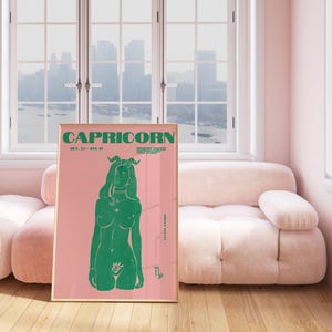 Pink & Green Maximalist Capricorn Art Poster/Maximalist Zodiac/Trendy Astrology Art/Capricorn Wall Art/ Instant Download/ Cool Apartment Art image 9