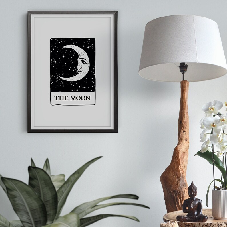 The Sun and the Moon Tarot Card Print Set of 2, Celestial Wall Prints