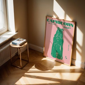 Pink & Green Maximalist Capricorn Art Poster/Maximalist Zodiac/Trendy Astrology Art/Capricorn Wall Art/ Instant Download/ Cool Apartment Art image 6