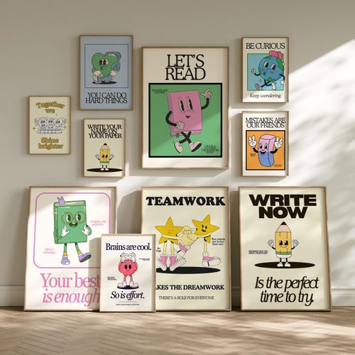 Cute Character Classroom Gallery Set of 15 Prints - Classroom