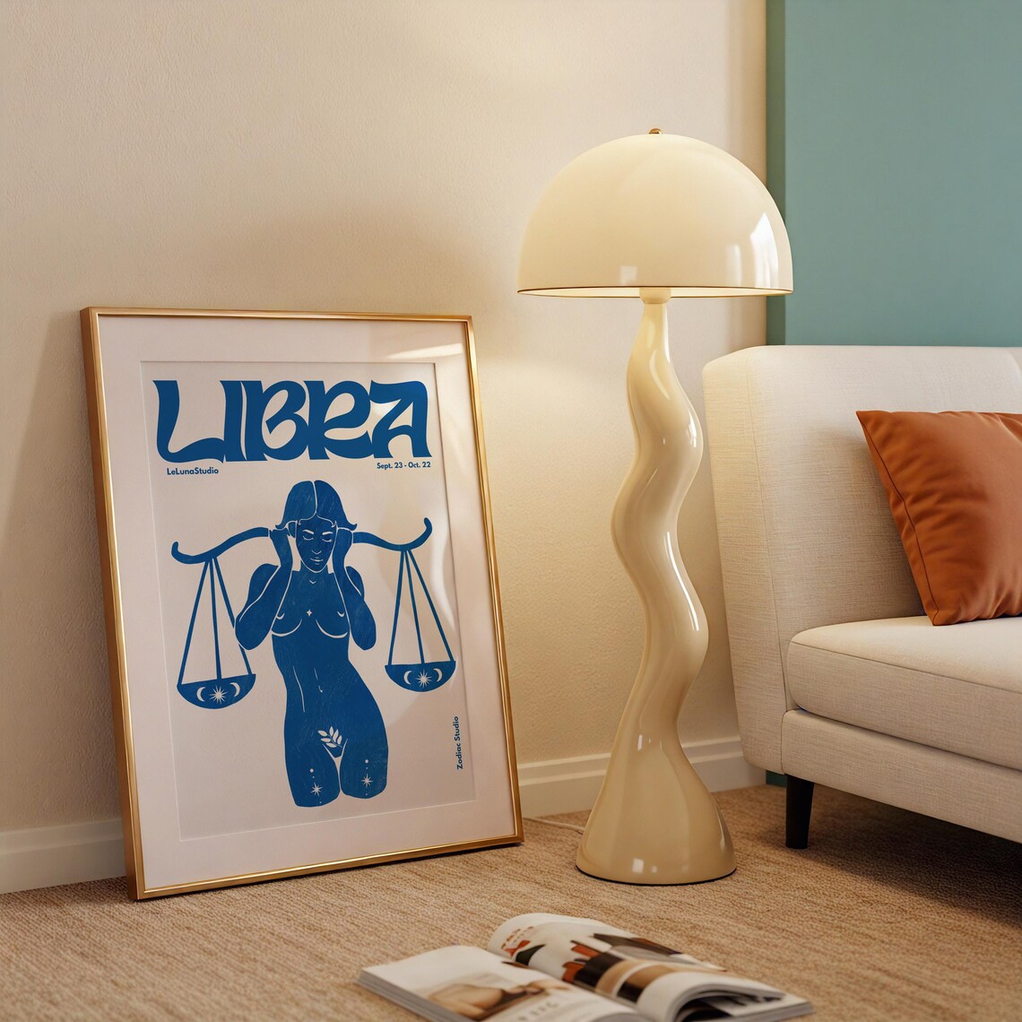 Libra Retro Blue Retro Libra Wall Art Poster/printable Art/minimalist Wall Art ...