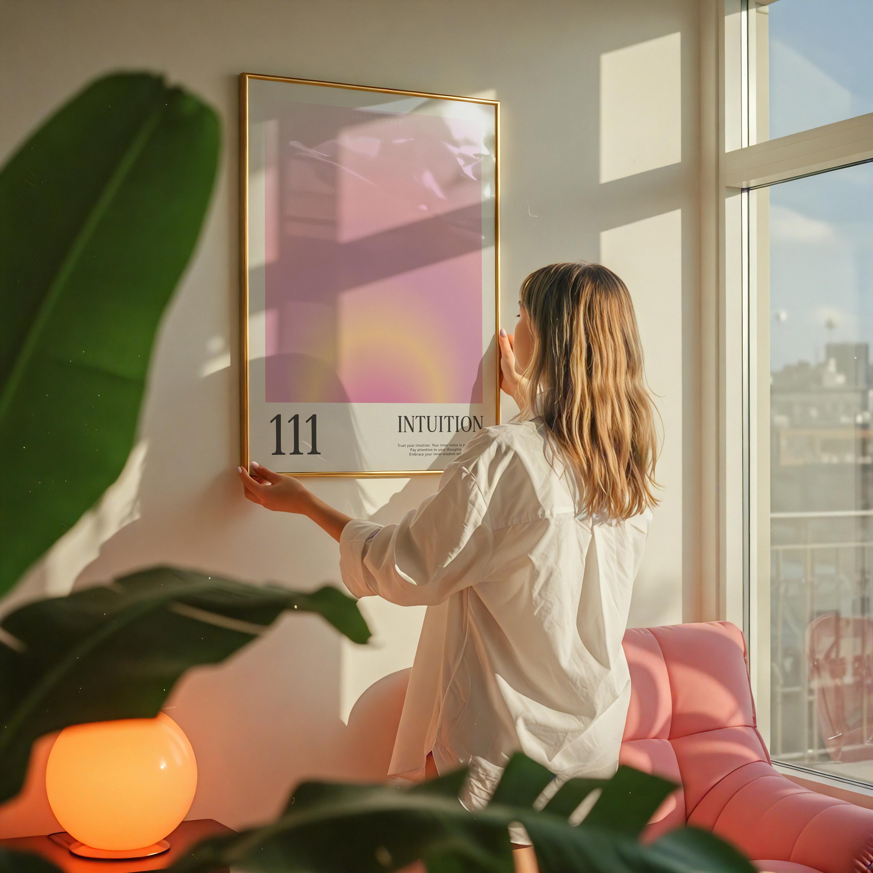 111 Angel Number Aura Print – Intuition Gradient Wall Art (instant ...