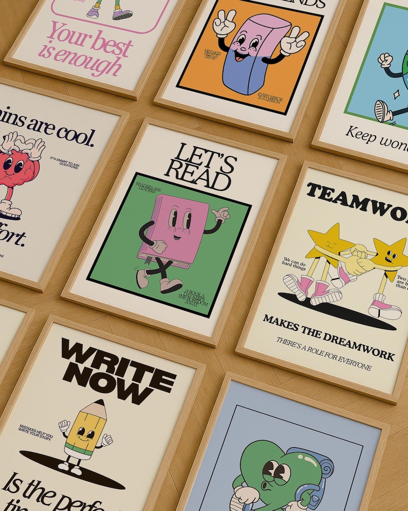 Cute Character Classroom Gallery Set of 10 Prints - Classroom Decor ...