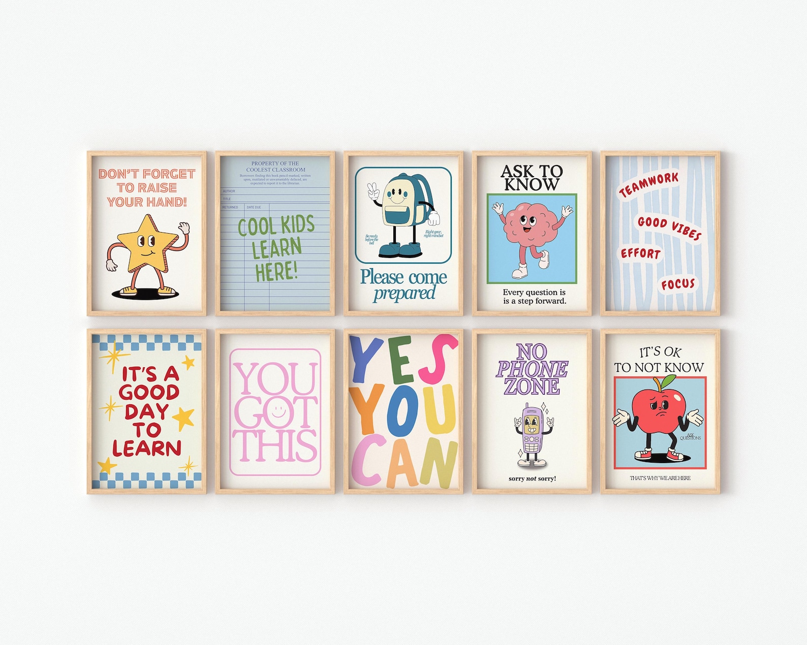 Retro Character Classroom Prints – Set of 10 Positivity Classroom ...