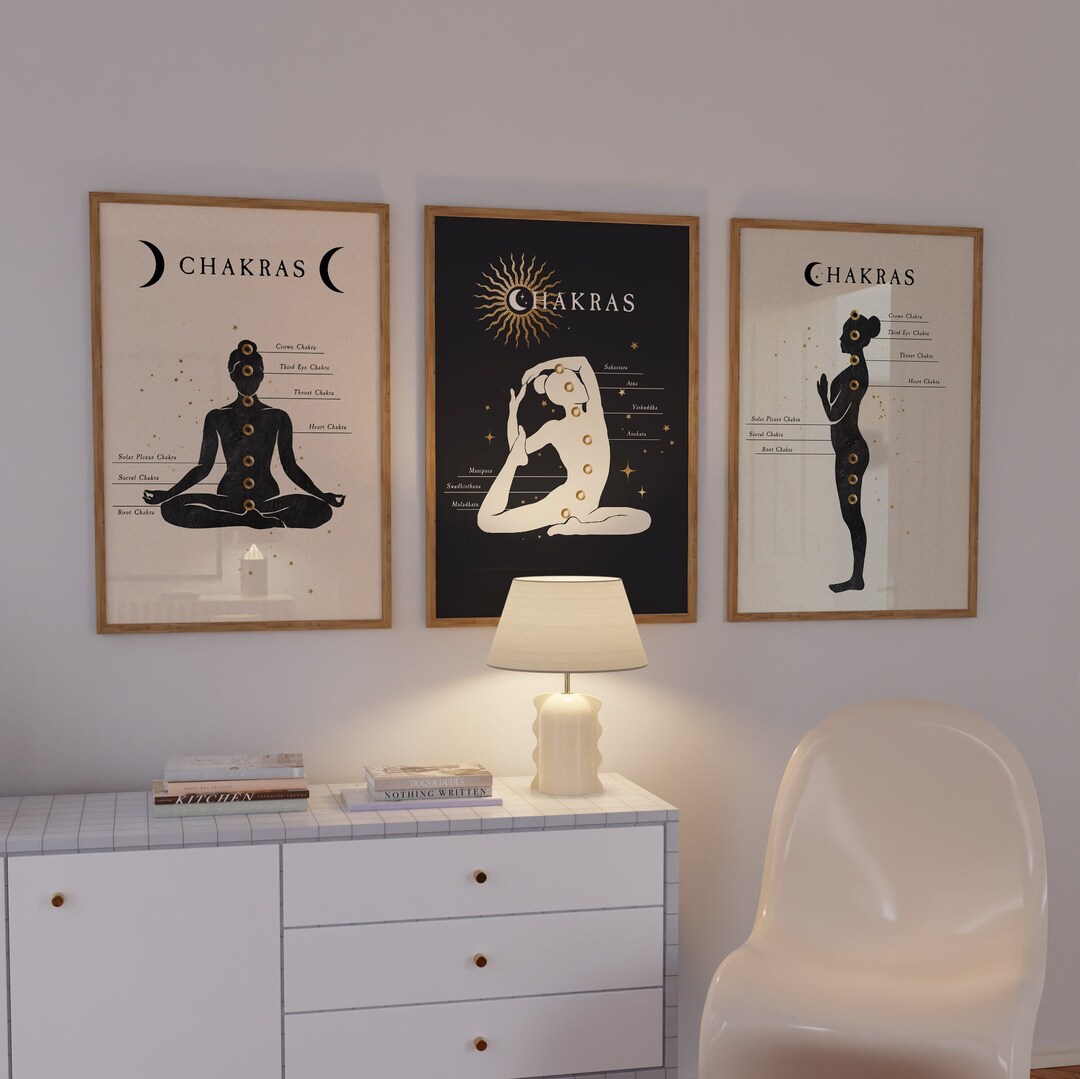 Chakra Infographic Series Wall Art Set of 3/yoga Pose Art Poster/art ...