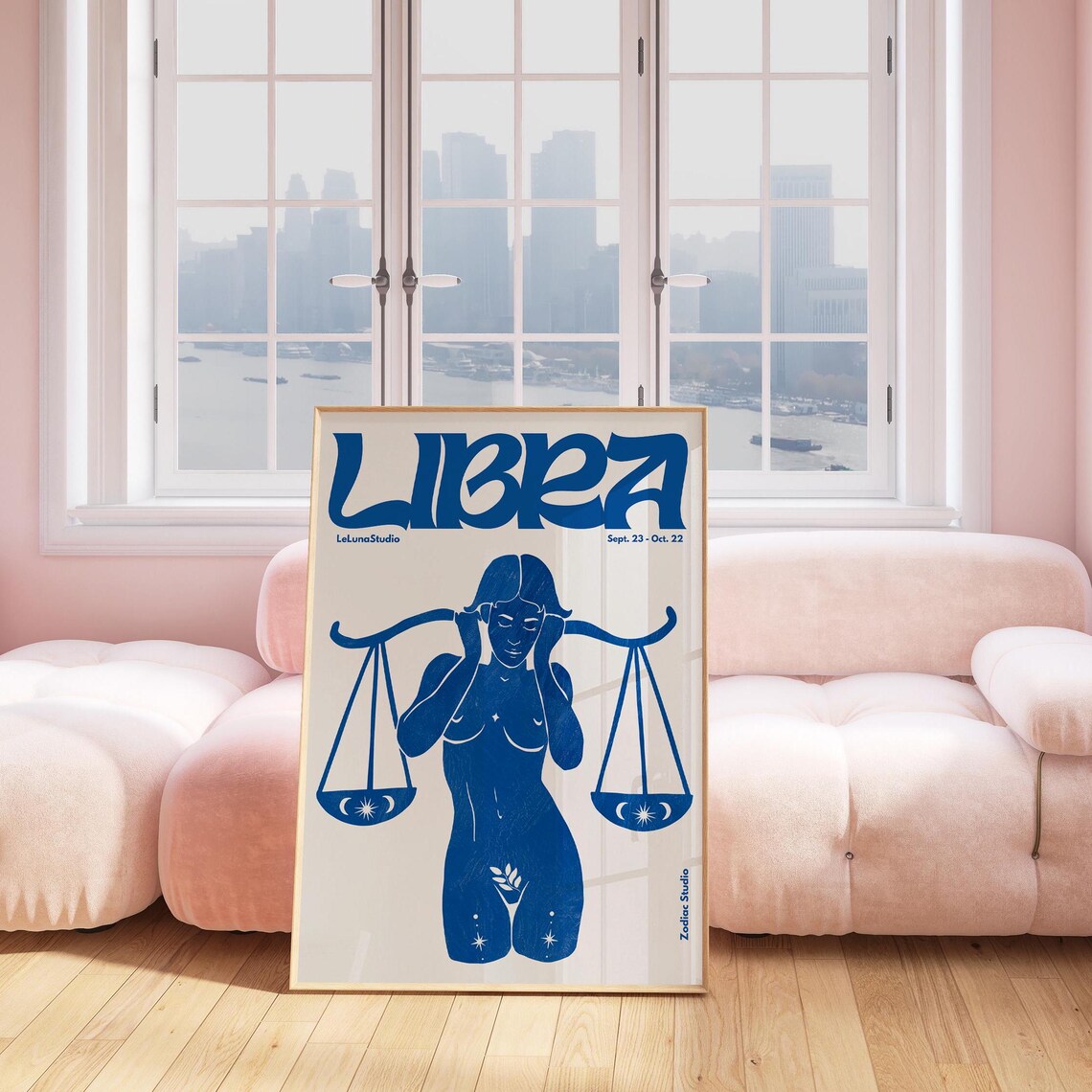 Libra Retro Blue Retro Libra Wall Art Poster/printable Art/minimalist Wall Art ...