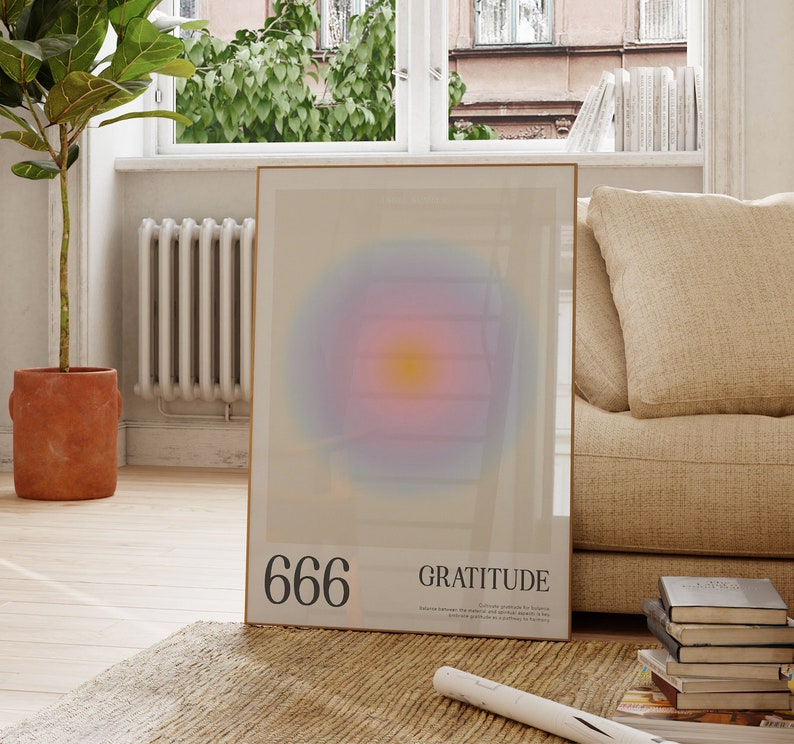666 Angel Number - Aura Gradient Art Print - Angel Number Poster ...