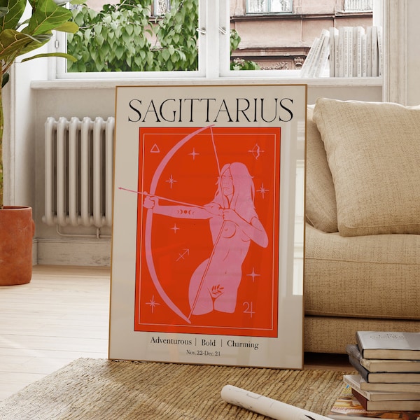 Sagittarius Astrology Wall Art Print, Zodiac Digital Print, Celestial Art Print,Sagittarius Art Print, Star Sign Art Print, Birthday Gift