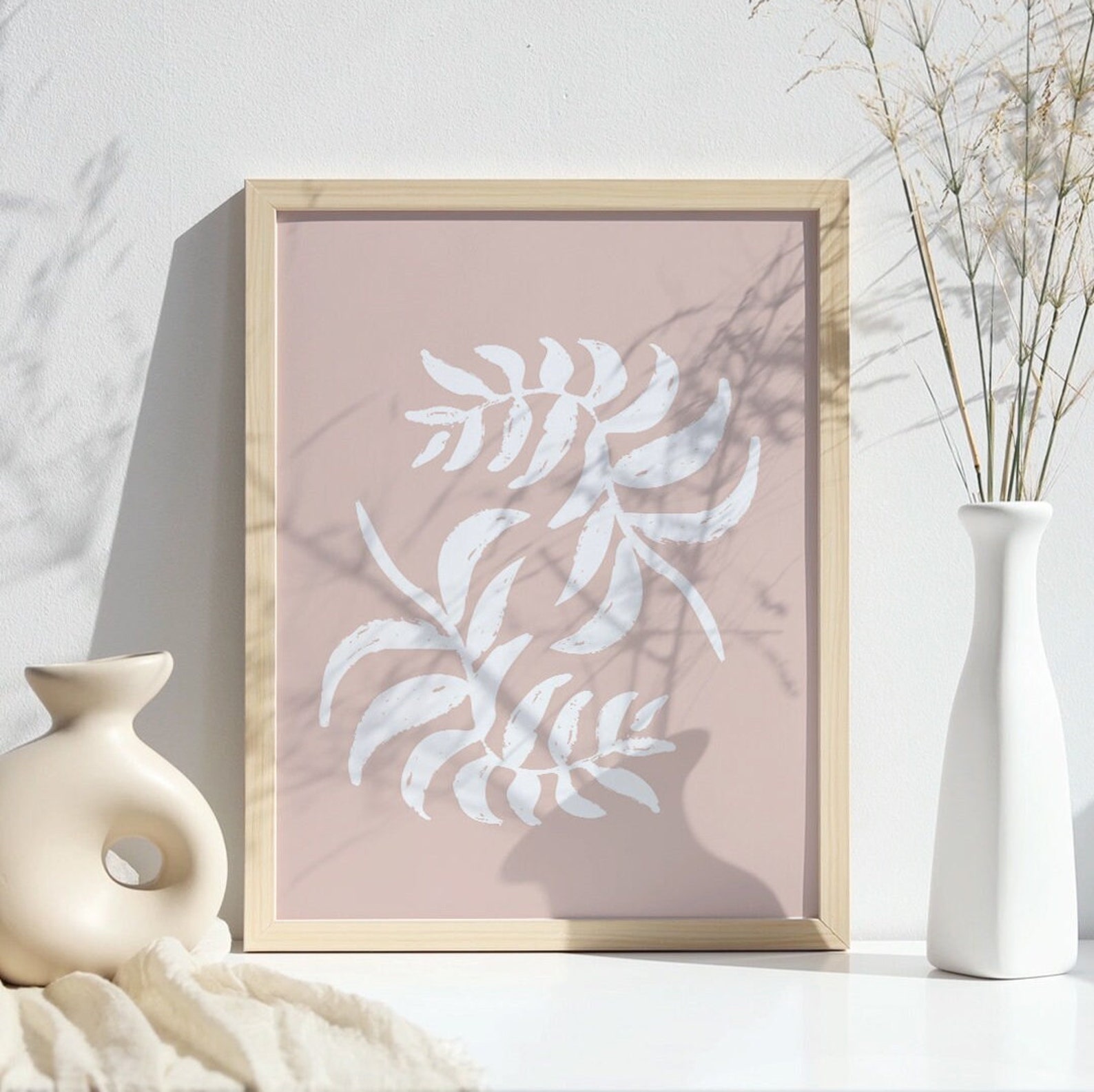 Light Pink Boho Modern Floral Printable Art Set of 5/pink Boho