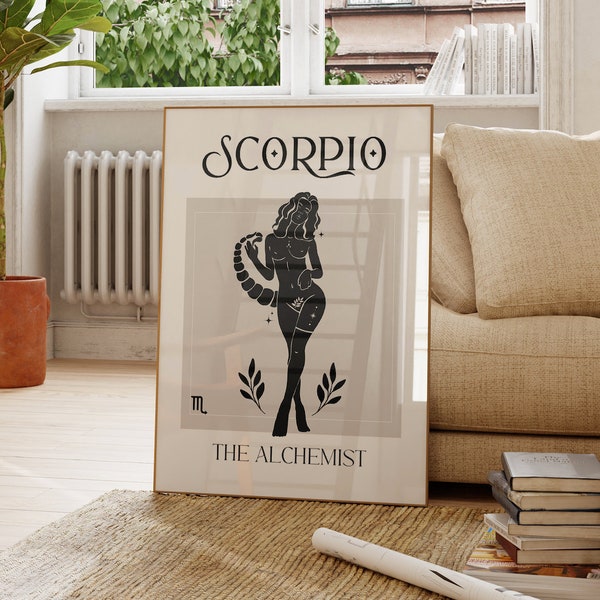 Scorpio Zodiac Goddess Wall Art Poster/Printable Zodiac Art/Printable Wall Poster/Sun Sign Wall Art/Scorpio Art Print/Celestial Wall Print