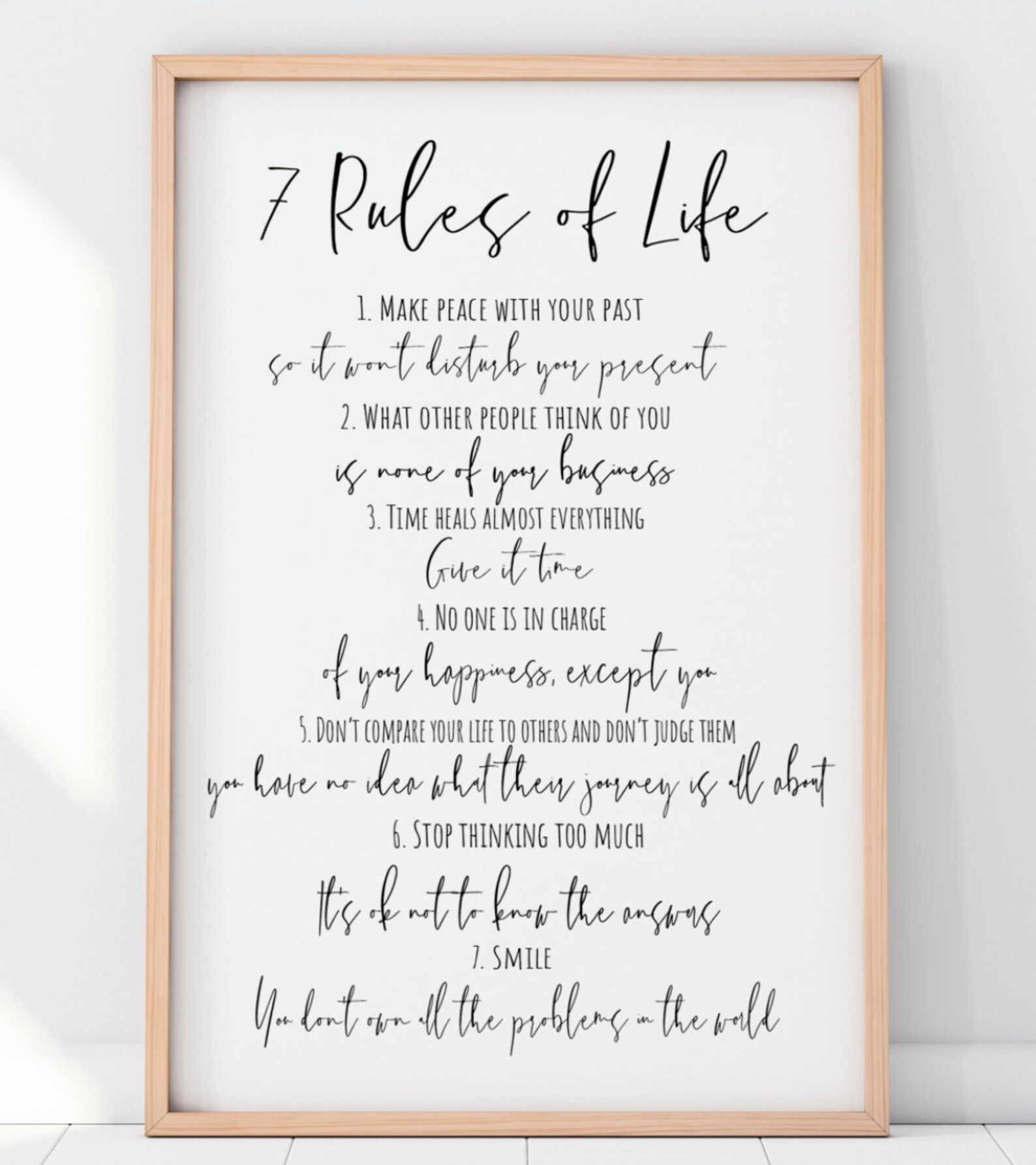 7 Rules of Life Wall Print Home Decor Wall Art House Etsy UK