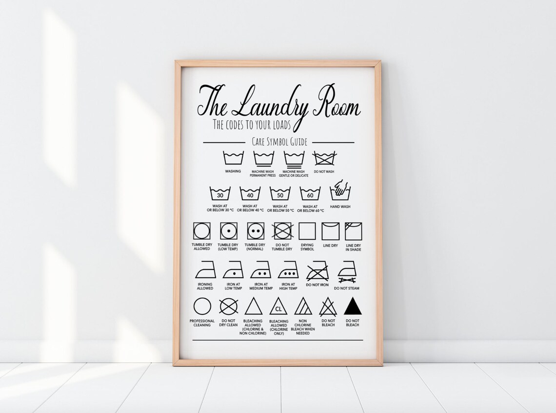 Laundry Room Wash Codes Wall Print Home Decor Wall Art Etsy