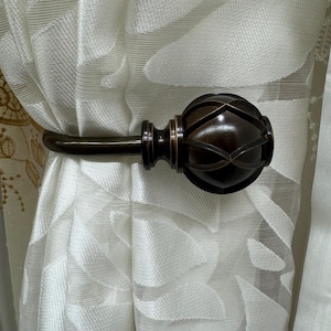 Single -Tieback Holder -Dark Brown -Sphere Shape With Pattern type- 7x7x3 Inches