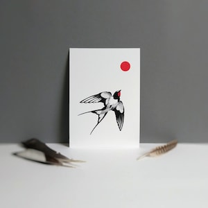 Swallow | Spring | Dotwork | A5 print | Birds | Minimalism | Wall art
