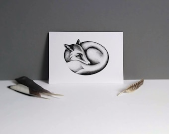 Fox | Warmth | Dotwork | A5 print | Nature | Minimalism | Wall art