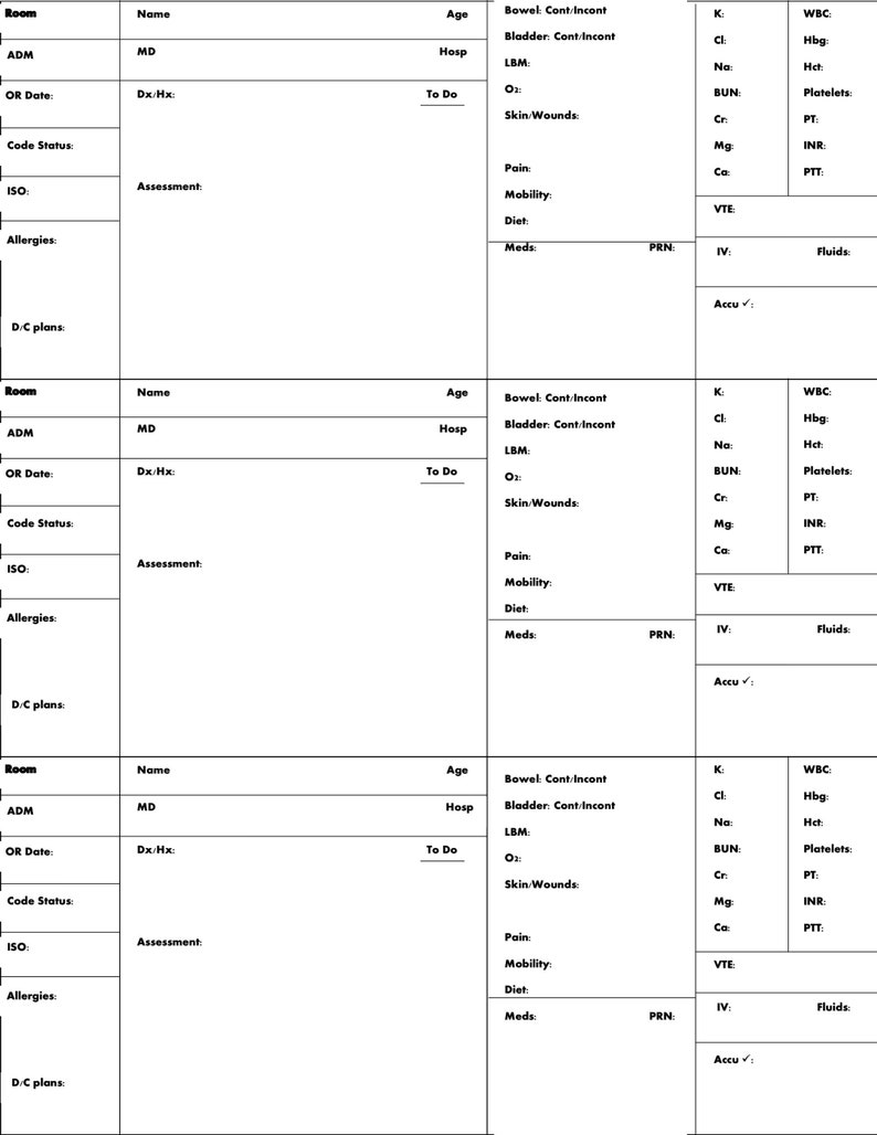 Printable Nurse Report Sheets Customize And Print