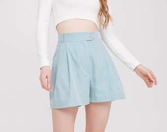 Wide leg cotton shorts women/ Custom shorts women/ High waisted shorts