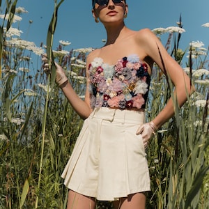 Pleated Cotton High Waist Wide Leg Shorts