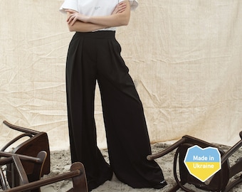 Palazzo pants women, High waist pants, Black dress pants