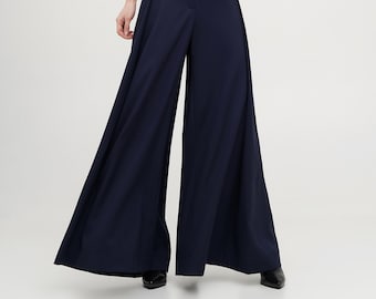 Wool Palazzo Trousers: Custom High Waisted Wide Leg Pants