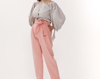 Elegant High Waist Trousers with Belt - Perfect for Women's Fashion