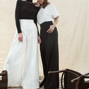 Palazzo pants for women, Wde leg trousers, High waisted pants, Custom made pants, Pleated palazzo pants