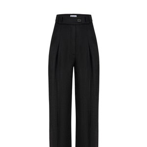 High waist wool trousers/ Tapered wool pants pleated/ Straight fit pants, Custom made wool pants