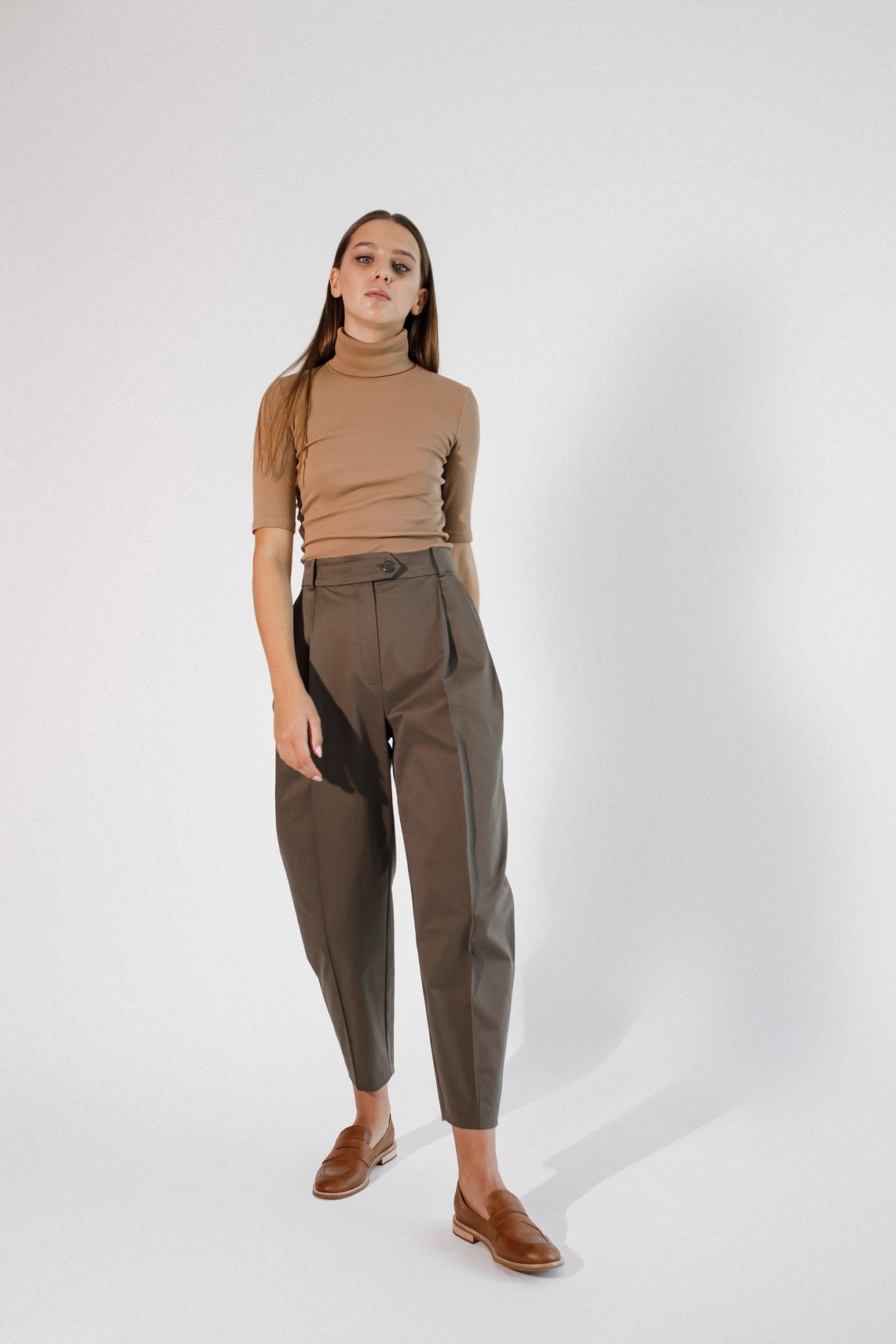 High Waist Bananas Pants/Women trousers/Pleated pants/With Etsy